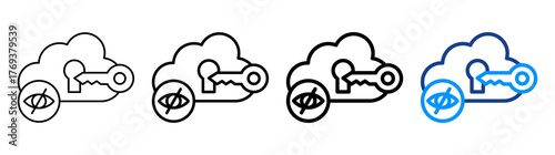 Private Cloud Icon Different Style Outline Collection Set