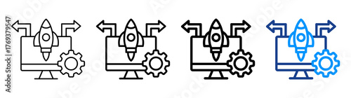 Deployment Icon Different Style Outline Collection Set