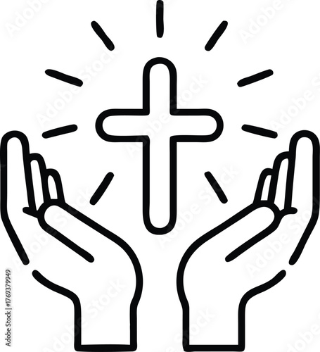 hands with shining holy cross design