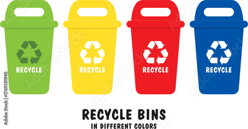 Pack of three Coloured Recycle Bins - Hospital recycle bins - Waste Management -4.eps