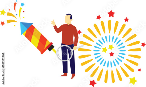 The boy is holding magnifyglass.