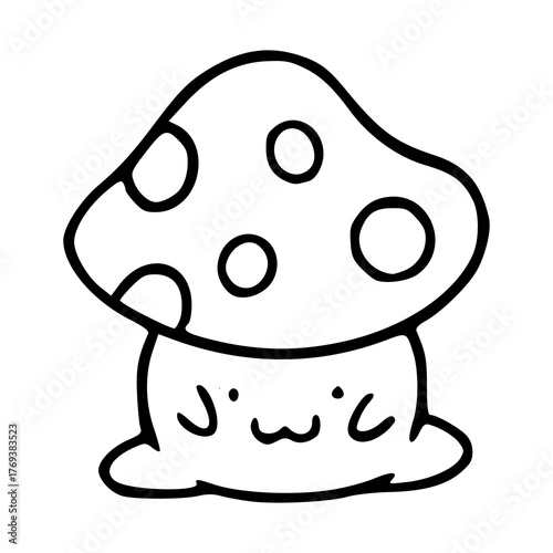 happy cartoon toadstool character outline