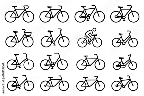 vector set of bicycle icons.