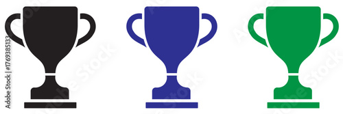 Sports trophy cup icon isolated on white background. Trophy cup vector illustration for award and winner concept. Trophy cup icon for victory, achievement, and team awards. vector icons