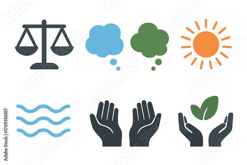 Environmental social governance criteria symbols for sustainability and balance