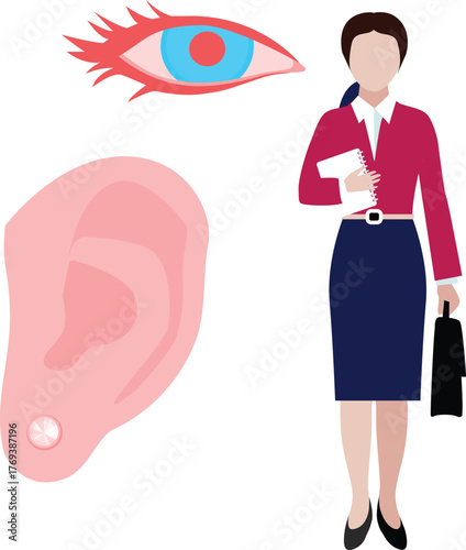 Doctor is standing next to ear