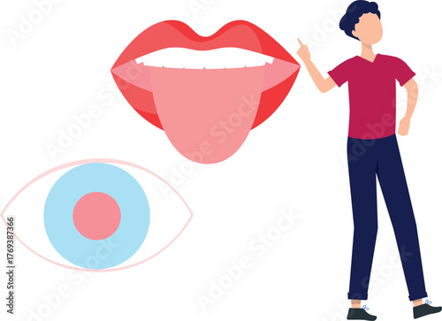 The boy is  pointing taste sense