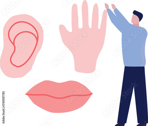 The boy is looking hand finger