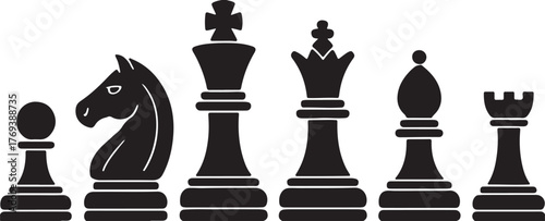Vector illustration of chess pieces silhouette.