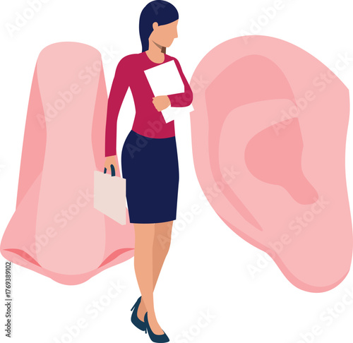 The girl is looking human ear