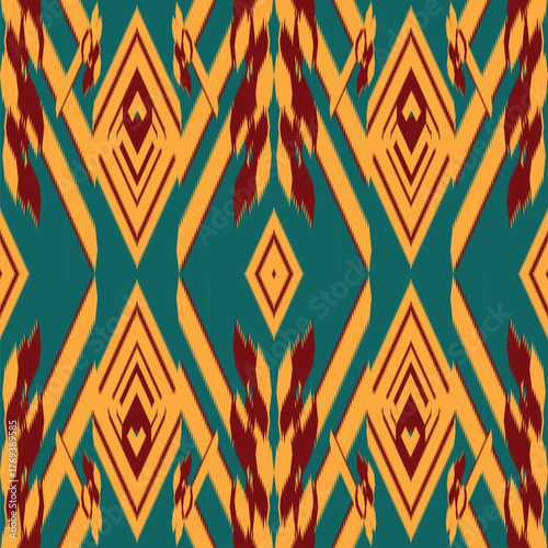 Ikat Ethnic Border Seamless Pattern Tribal Embroidery Frieze Design