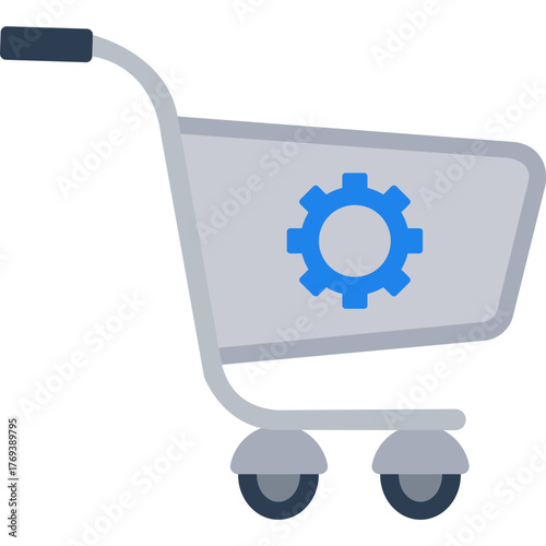 Ecommerce Solutions Icon | Flat Design Online Shopping and Digital Business Symbol