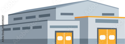 Flat Design Industrial Warehouse Building isolated on white backround