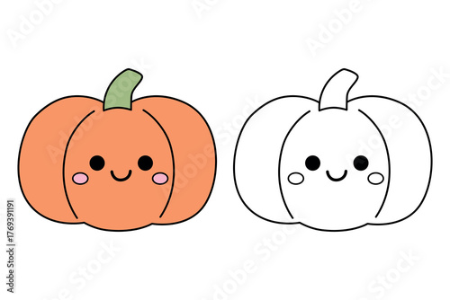Cartoon cute pumpkin coloring pages thanksgiving day celebrate for kids
