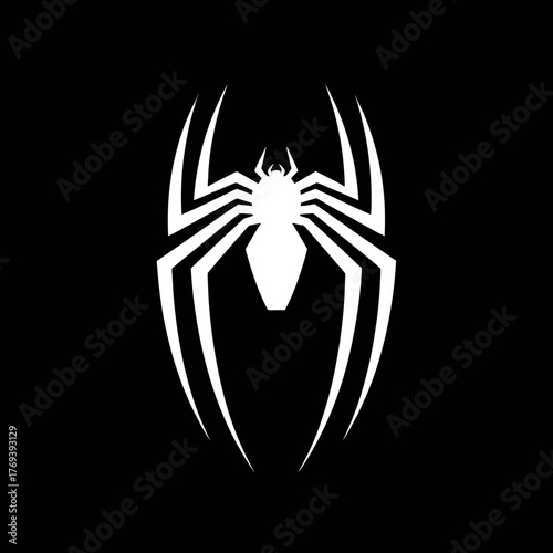 White spider emblem graphic design isolated on transparent background