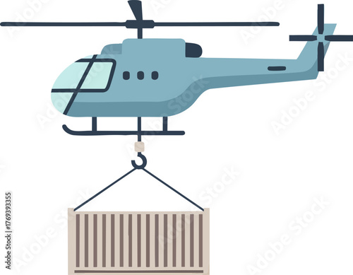Helicopter Transporting Cargo Container isolated on white backround