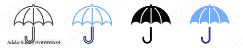 umbrella icon set multiple style