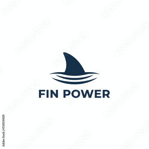 Shark Fin Power Marine Water Logo