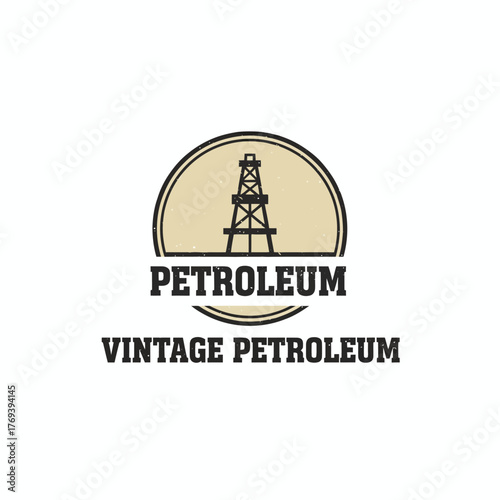Vintage Petroleum Oil Rig Derrick Logo