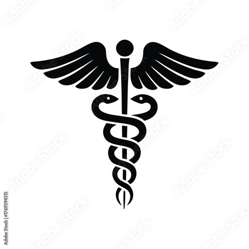 Caduceus Medical Symbol Vector Healthcare and Medicine Logo Design