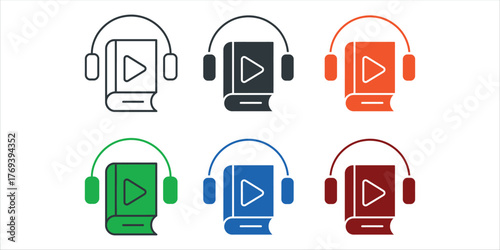 Minimalist Audiobook Icon Vector Symbol. Simple Design Representing Digital Reading, E-learning, Podcast, Storytelling, and Educational Apps.