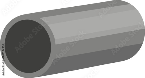 Simple Gray Metal Pipe Section isolated on white backround