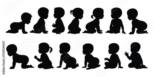 Baby and Toddler Development Stages Silhouette Set