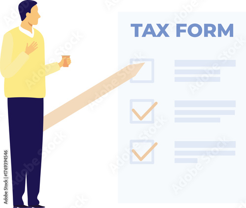 A man is shocked to see the tax form