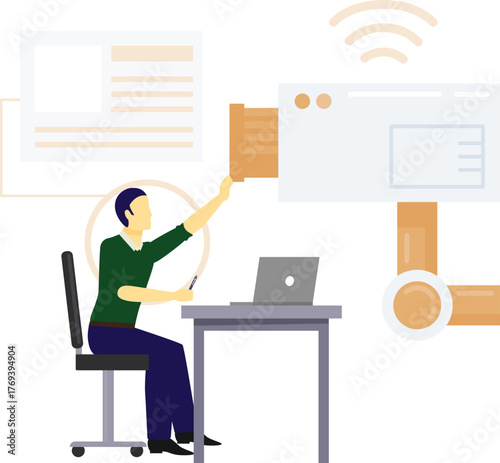 The boy is converting video data in file.