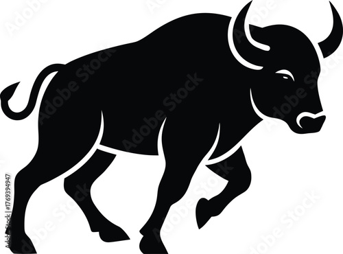 Majestic buffalo running forward with power and grace