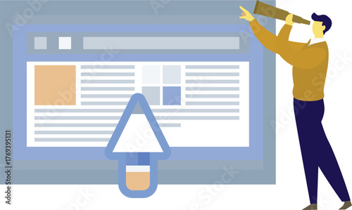 The boy is looking document by spyglass