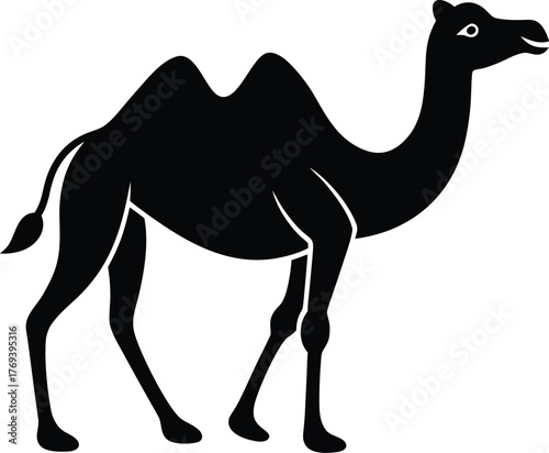 Running dromedary camel icon on white background