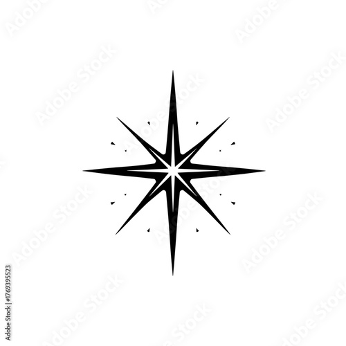a stylized eight-pointed star with a subtle blue glow on a clean white background