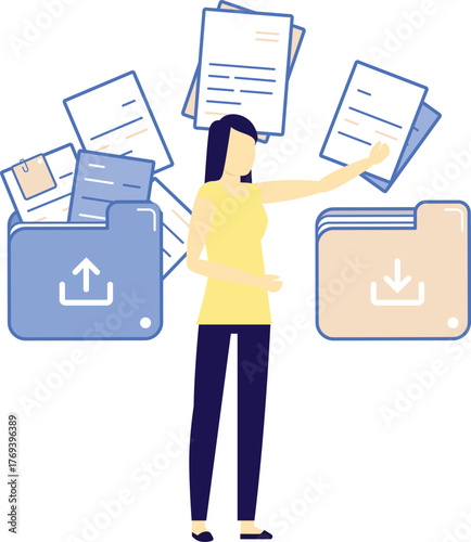 The girl is converting document data