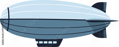 Flat Design Blimp Airship isolated on white backround