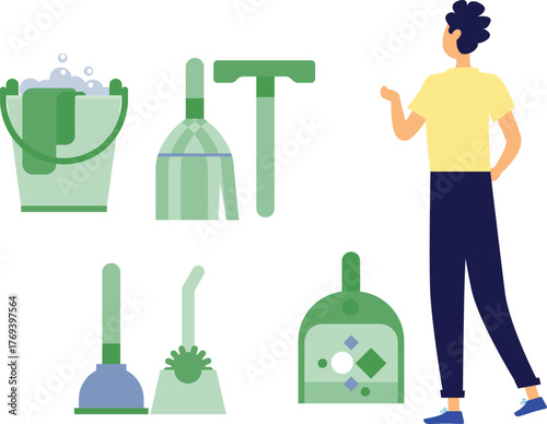 Boy is looking at housekeeping