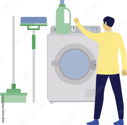 Man going for laundry.