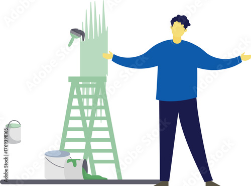 Man painting the wall