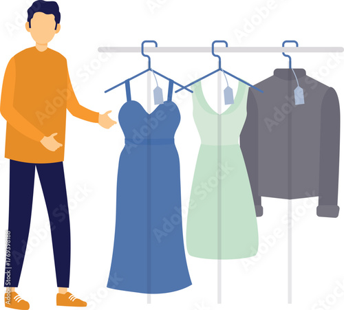 Man pick up the laundry