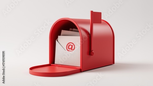 Check your inbox for important updates and marketing promotions with this classic red mailbox containing email notifications and direct mail offers