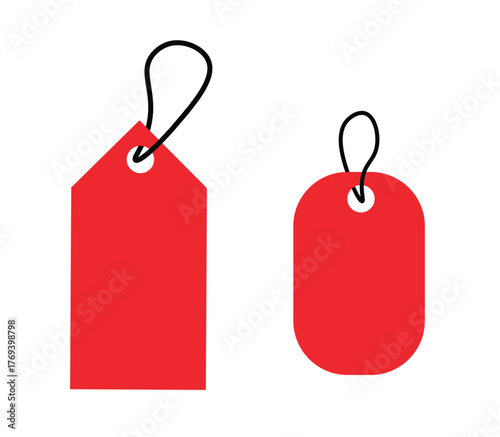 Set of red sale badges and labels for promotion. Vector template for shopping, special offers, and discounts.