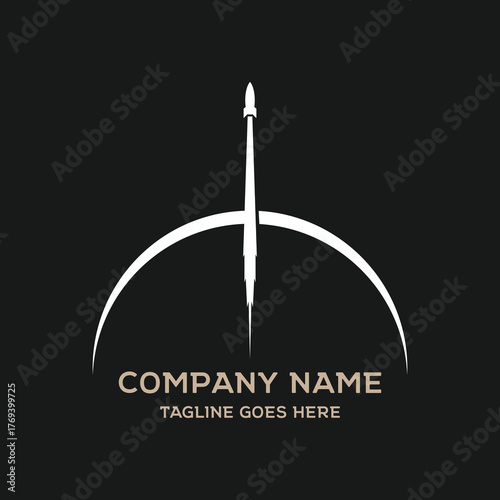 Simple Vector Illustration of a Rocket Launching From Planet Earth Forming an Arrow
