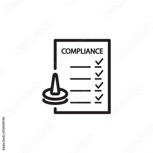 Compliance checklist icon symbolizing regulatory adherence and audit documentation, representing modern governance systems, specialized legal verification, and operational control assurance.