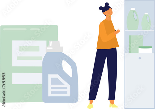 The woman is using comfort liquid in laundry