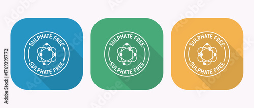 Sulphate Free Icon Set with Atom in Blue Green and Yellow