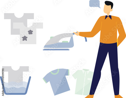 The worker pointing iron cloth