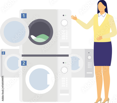 woman doing laundry.
