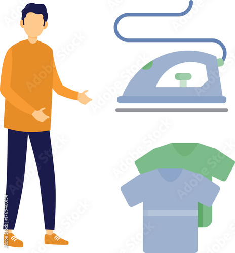 Worker doing iron clothes