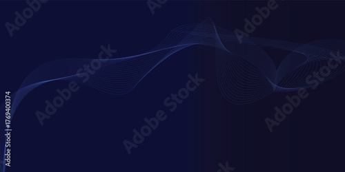 Abstract glowing wave lines on dark blue background. Dynamic wave pattern. Modern flowing wavy lines. Futuristic technology concept. Suit for banner, poster, cover, brochure, flyer, website eps 10