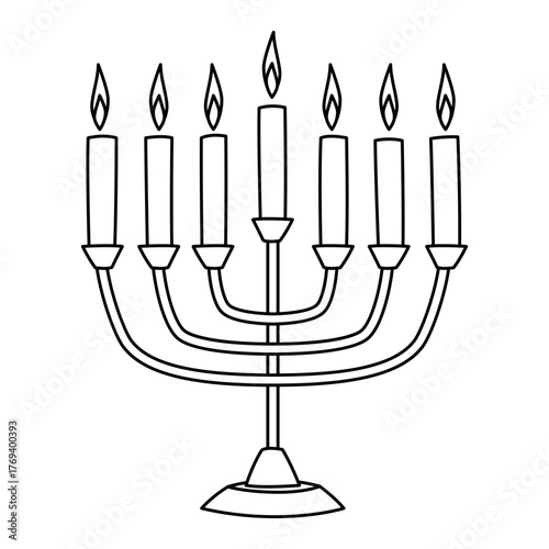 Happy Hanukkah menorah sicon. Holiday object in cartoon style.